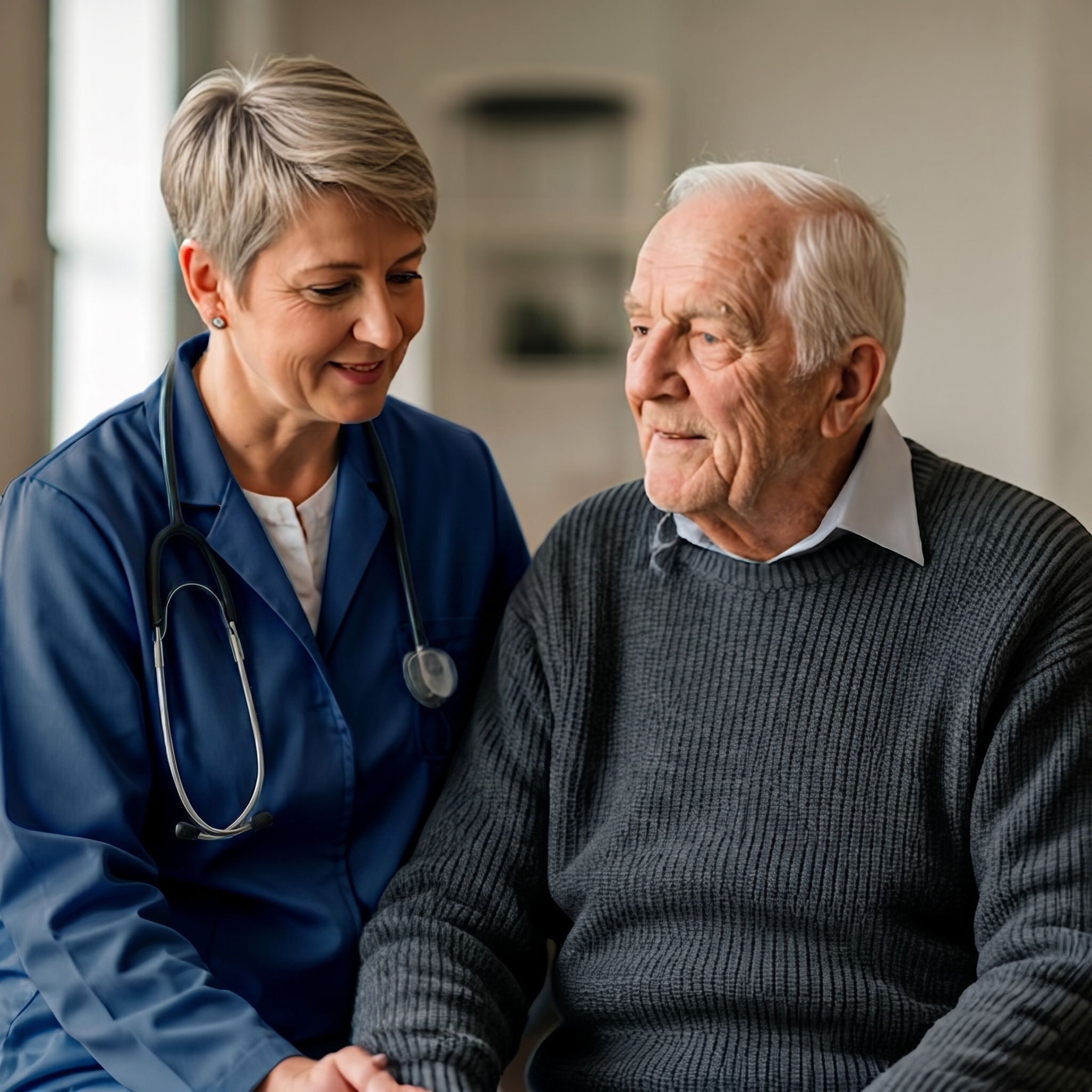 Carer and elderly person